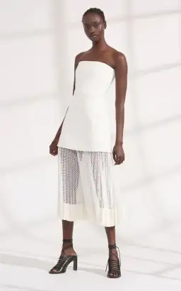 Dion Lee White Strapless Pleated Mesh Midi Length Dress White Size AU 10 for rent on The Volte - image 2