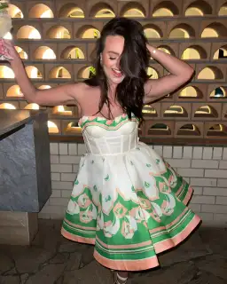 Zimmermann The High Tide Eyelet Mini Dress in Green Sailboats Size 1/Au 10 for rent on The Volte - image 2