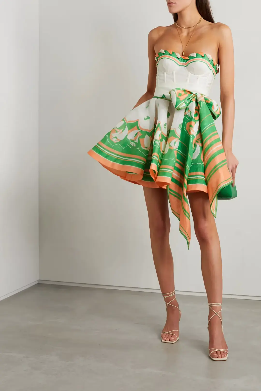 Zimmermann The High Tide Eyelet Mini Dress in Green Sailboats Size 1/Au 10 for rent on The Volte - main image