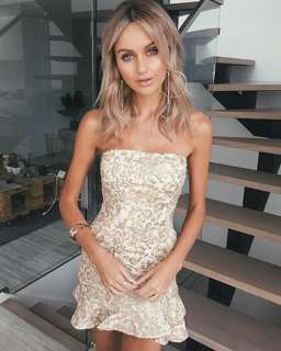 RADIATE STRAPLESS FRILL MINI - GOLD