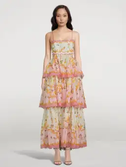 Zimmermann Laurel Frill Midi Dress Floral Size 1 / Au 10 for rent on The Volte - image 1