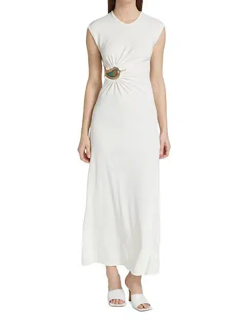 Christopher Esber Ruched Moodstone Tank Dress in White Size 8 / S for rent on The Volte - main image
