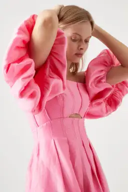 Aje Eugenie Off The Shoulder Midi Dress French Rose Pink Size 10 / M for rent on The Volte - image 2