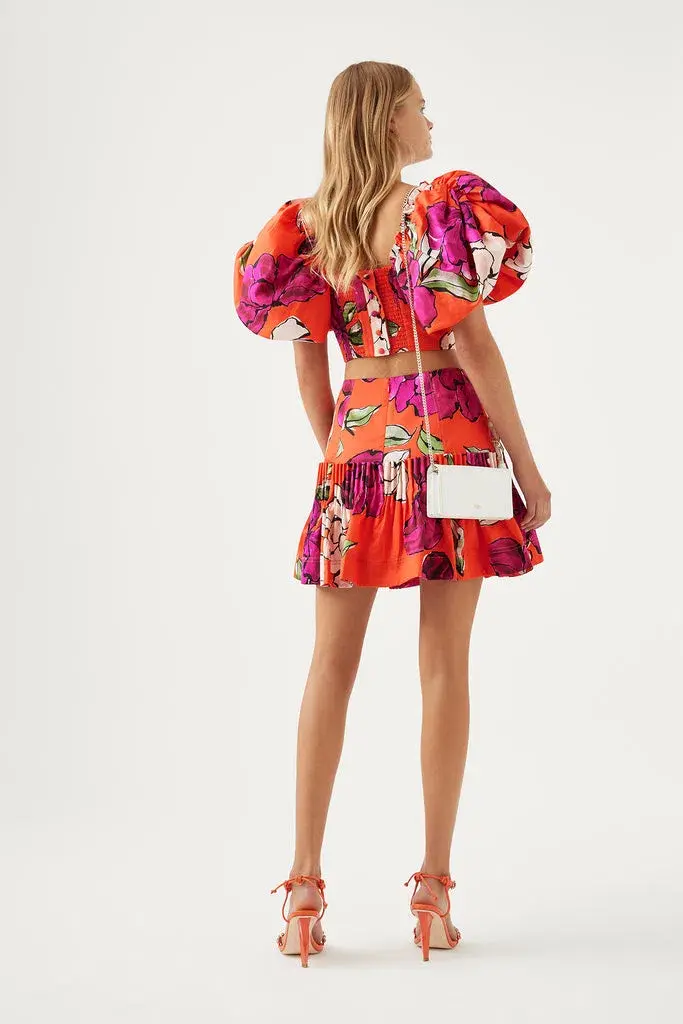 Aje Niki Vivid Camellia Pleated Mini Skirt Floral Size S / AU 8 for rent on The Volte - main image