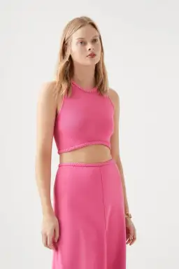 Aje Elm Braided Knit Tank Top Pink Size L / Au 12 for rent on The Volte - image 5