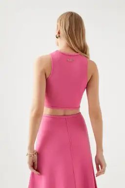 Aje Elm Braided Knit Tank Top Pink Size L / Au 12 for rent on The Volte - image 4