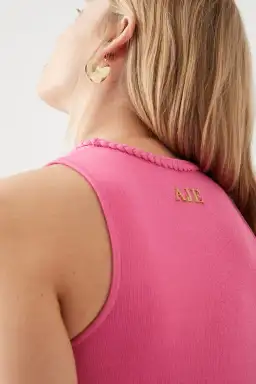 Aje Elm Braided Knit Tank Top Pink Size L / Au 12 for rent on The Volte - image 3