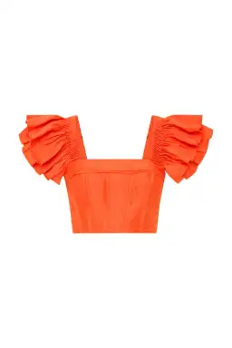 Aje Imagination Frill Sleeve Top Orange Size M / AU 10 for rent on The Volte - image 2