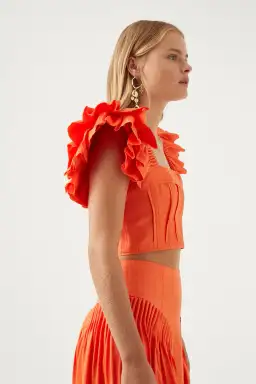 Aje Imagination Frill Sleeve Top Orange Size M / AU 10 for rent on The Volte - image 5