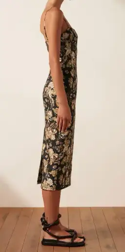 Shona Joy Palermo Linen Fitted Midi Dress Black Size AU 10 for rent on The Volte - image 2