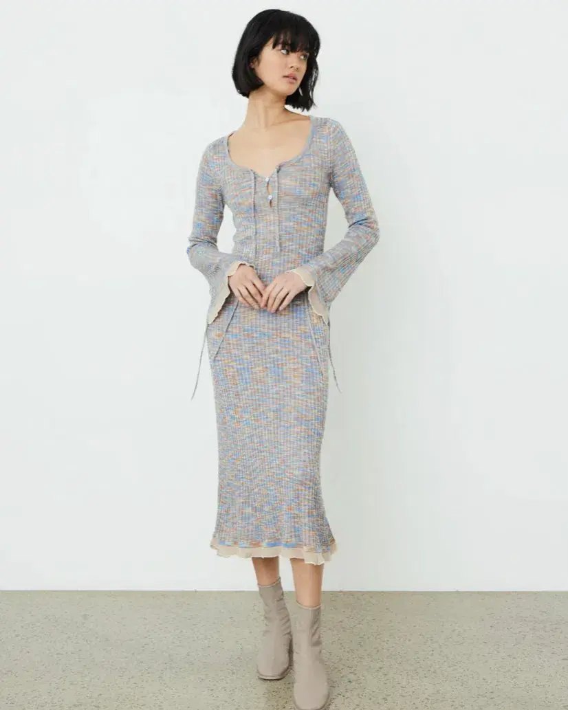 Acne Studios Kadley Cable Knit Midi Dress Grey Size XS / AU 6 for rent on The Volte - main image