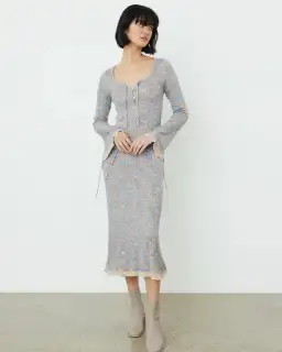 Acne Studios Kadley Cable Knit Midi Dress Grey Size XS / AU 6 for rent on The Volte - image 1