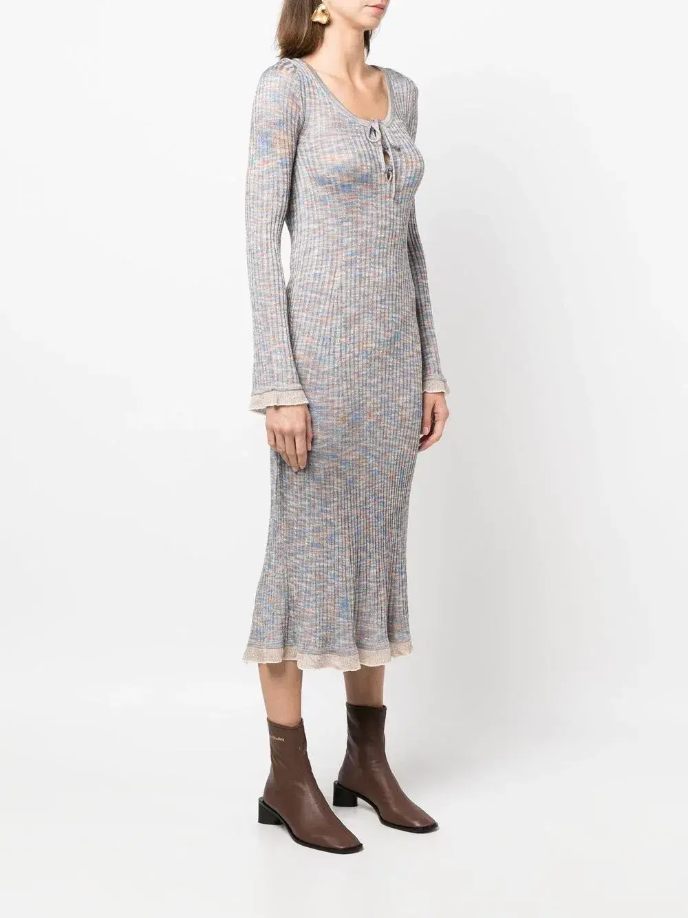 Acne Studios Kadley Cable Knit Midi Dress Grey Size XS / AU 6 for rent on The Volte - main image