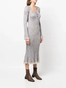 Acne Studios Kadley Cable Knit Midi Dress Grey Size XS / AU 6 for rent on The Volte - image 4