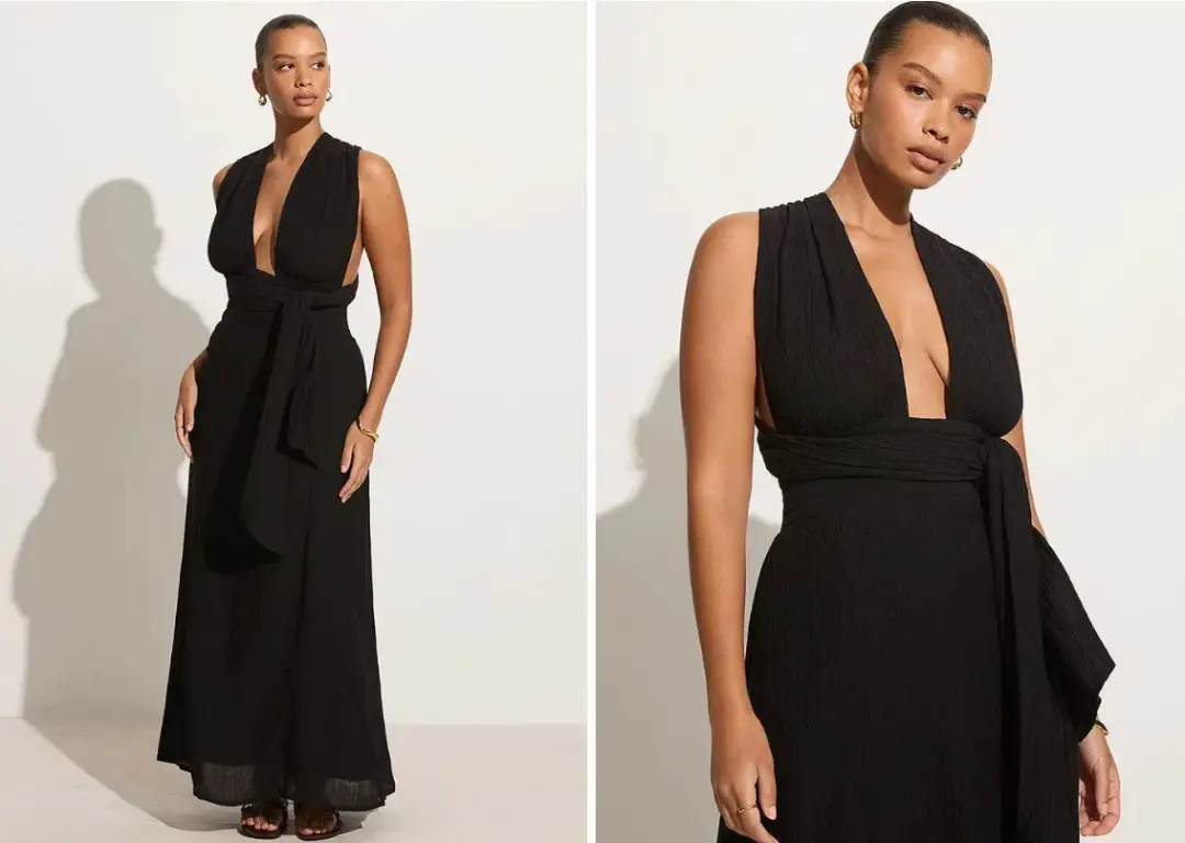 Faithfull The Brand Tropiques Maxi Dress Black Size 12 for rent on The Volte - main image