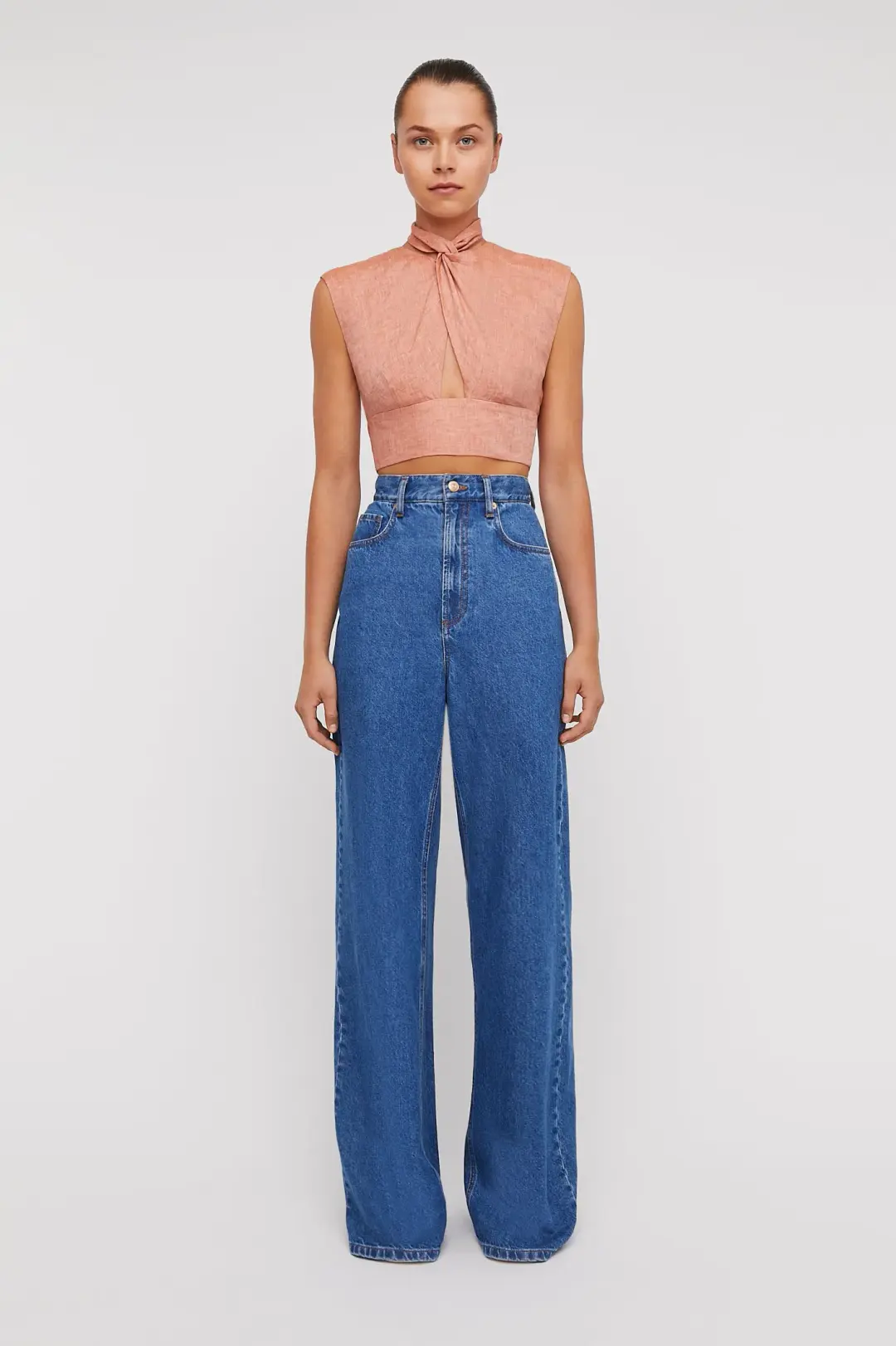 Scanlan Theodore Italian Linen Trouser And Turban Twist Top Set Pink Size 8 for rent on The Volte - main image