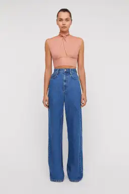 Scanlan Theodore Italian Linen Trouser And Turban Twist Top Set Pink Size 8 for rent on The Volte - image 4