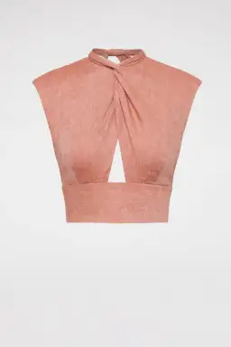 Scanlan Theodore Italian Linen Trouser And Turban Twist Top Set Pink Size 8 for rent on The Volte - image 3