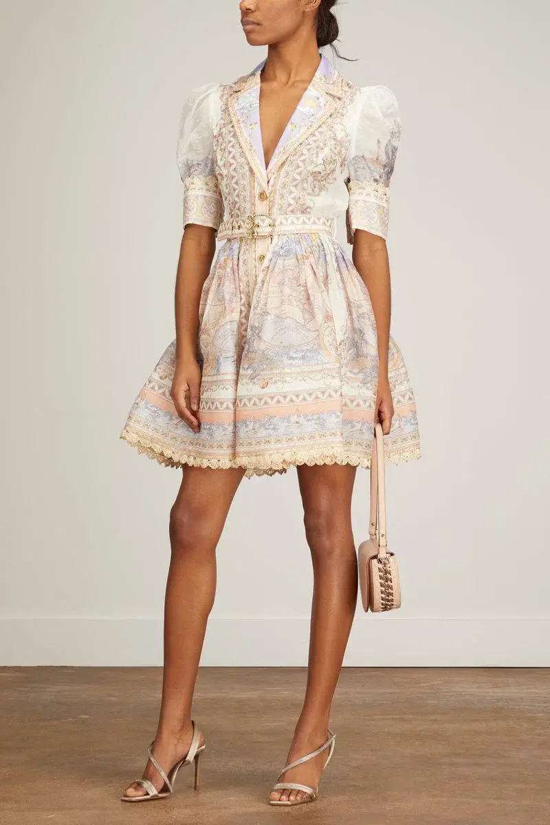 Zimmermann High Tide Mini Shirt Dress Odyssey Print Size 0 / Au 8 for rent on The Volte - main image
