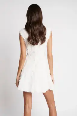 AJE Mirage Organza Cut Out Mini Dress Ivory Size 4 for rent on The Volte - image 2