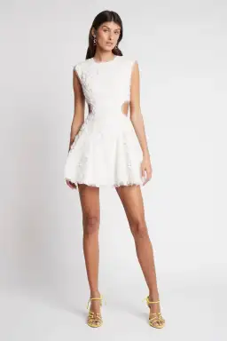 AJE Mirage Organza Cut Out Mini Dress Ivory Size 4 for rent on The Volte - image 1