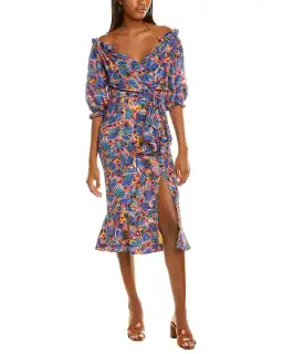 Saloni Olivia Dress In Gold Banana Leaf Size 12 for rent on The Volte - image 4