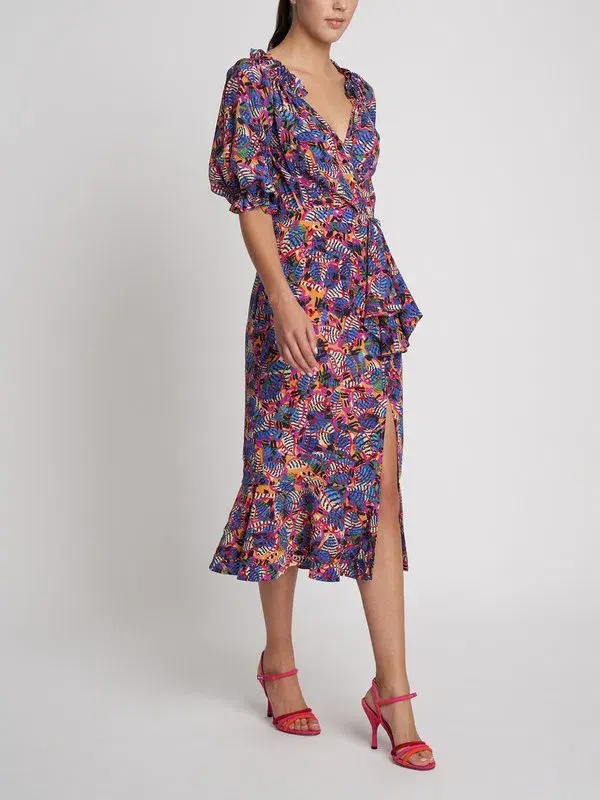 Saloni Olivia Dress In Gold Banana Leaf Size 12 for rent on The Volte - main image