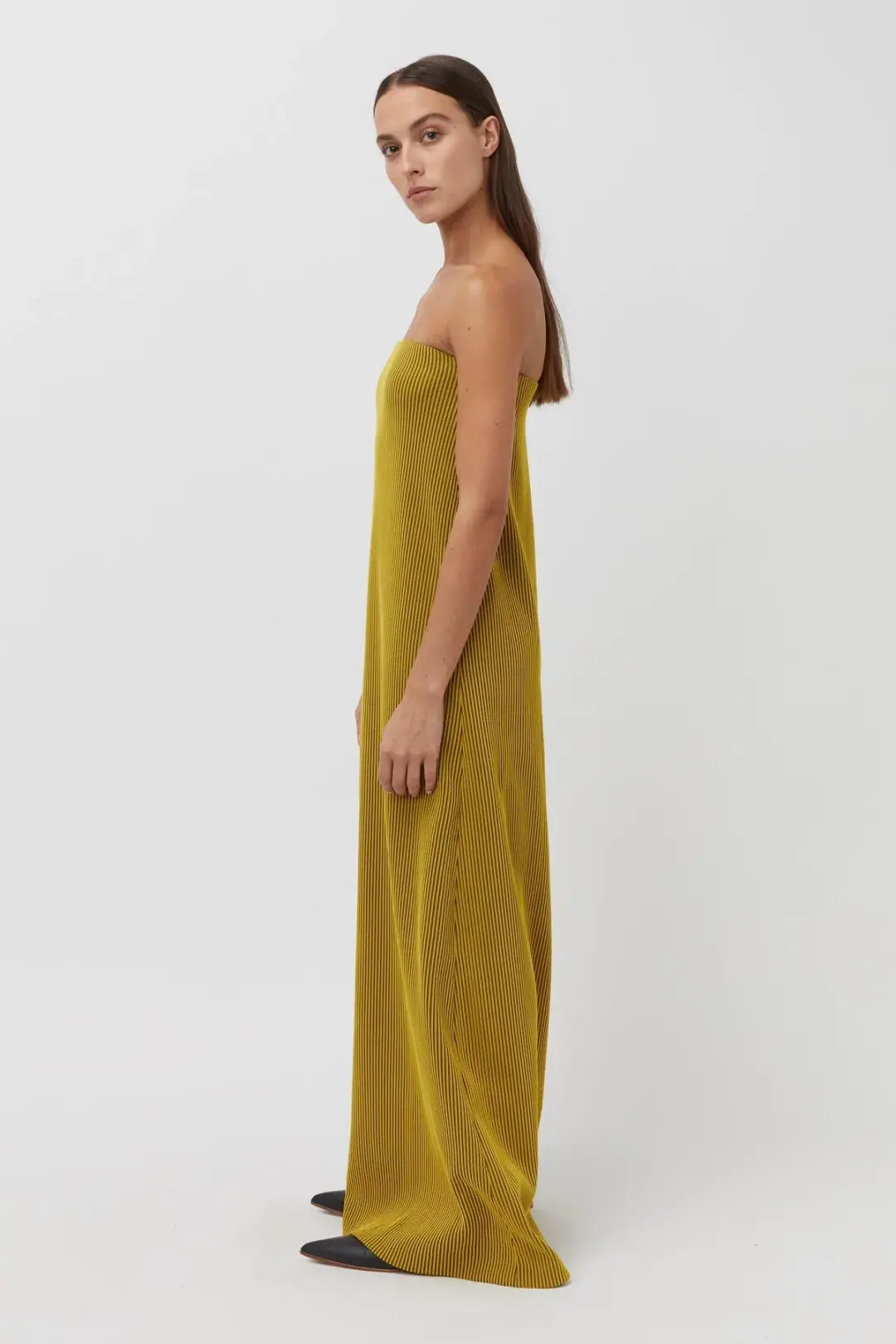 Camilla and Marc Izaro Maxi Dress Yellow Brown Size 10 for rent on The Volte - main image