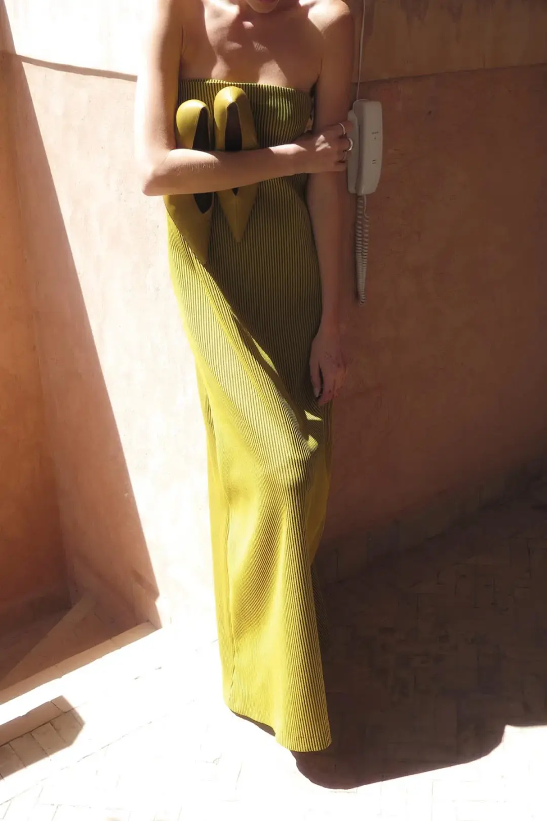 Camilla and Marc Izaro Maxi Dress Yellow Brown Size 10 for rent on The Volte - main image