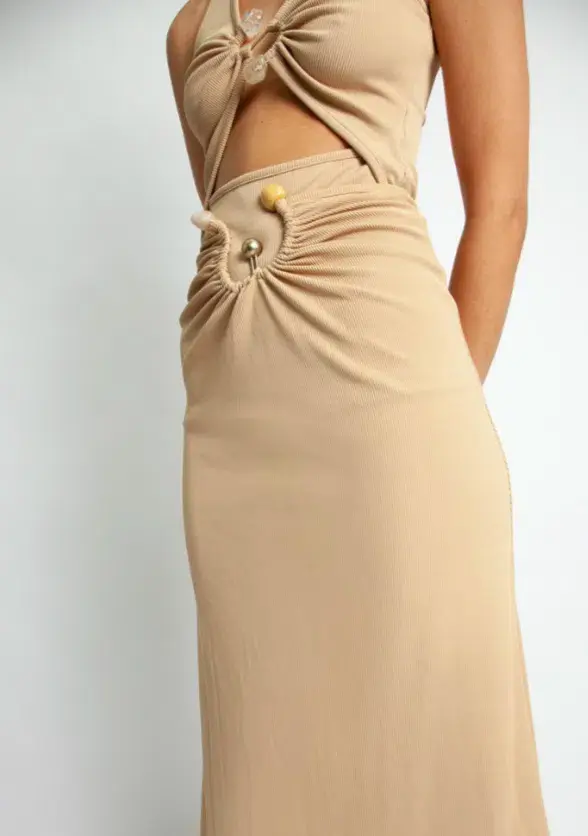 Christopher Esber Scoop Neck S Buckle Tank Top Tan Size 8 for rent on The Volte - main image