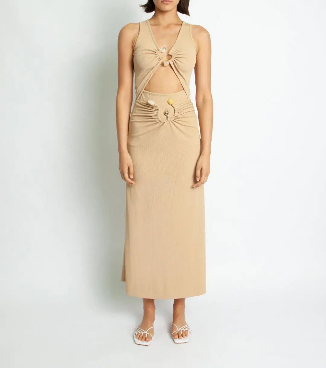 Christopher Esber Scoop Neck S Buckle Tank Top Tan Size 8 for rent on The Volte - main image