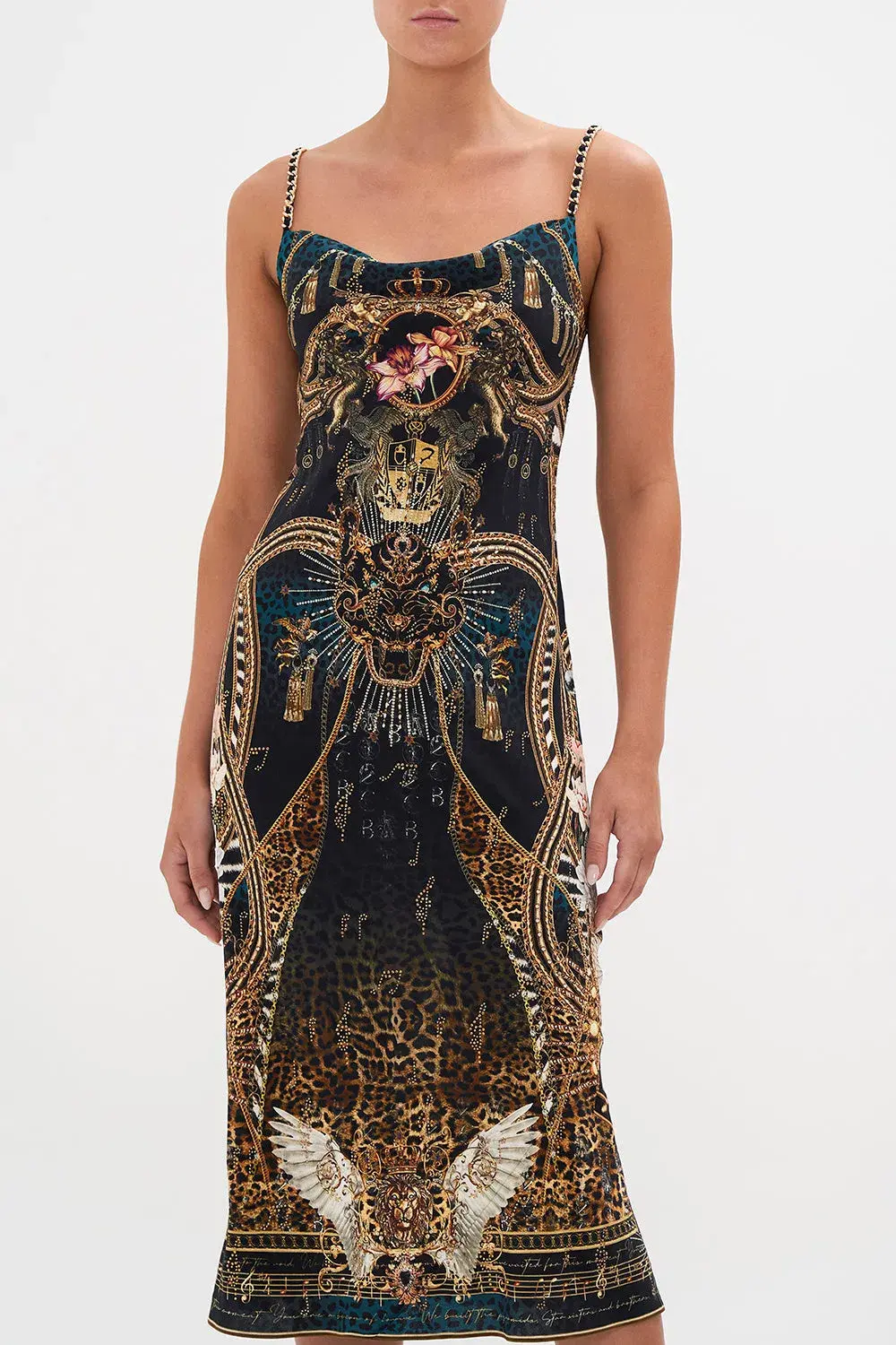 Camilla x Robbie Williams Rockstar Royalty Long Bias Slip Dress Multi Size XL / Au 16 for rent on The Volte - main image