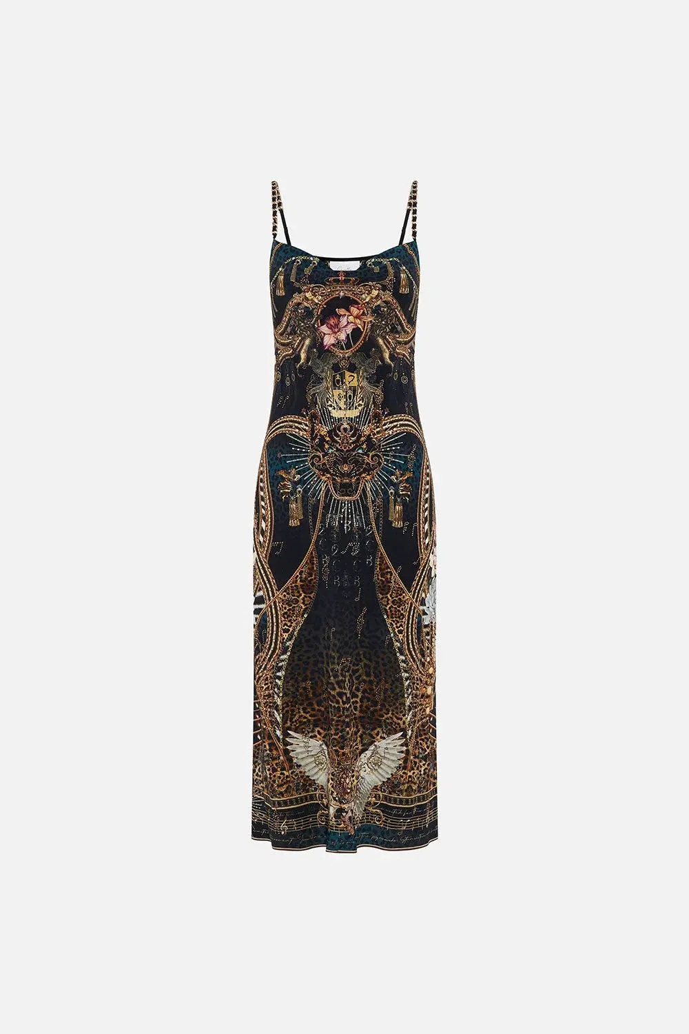 Camilla x Robbie Williams Rockstar Royalty Long Bias Slip Dress Multi Size XL / Au 16 for rent on The Volte - main image