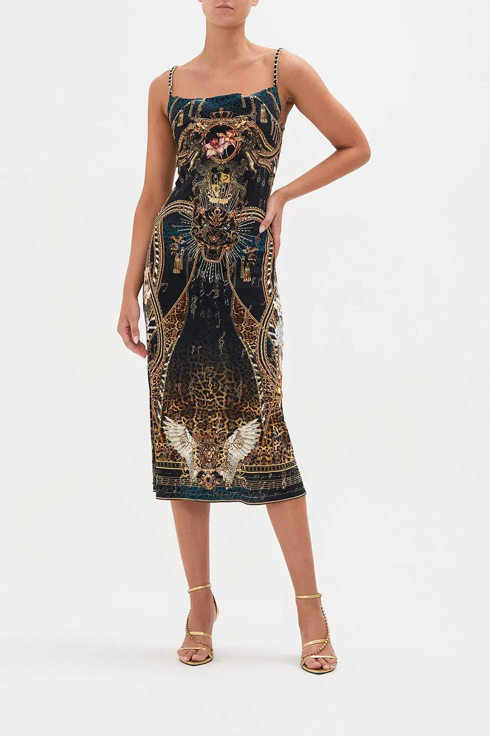 Camilla x Robbie Williams Rockstar Royalty Long Bias Slip Dress Multi Size XL / Au 16 for rent on The Volte - main image