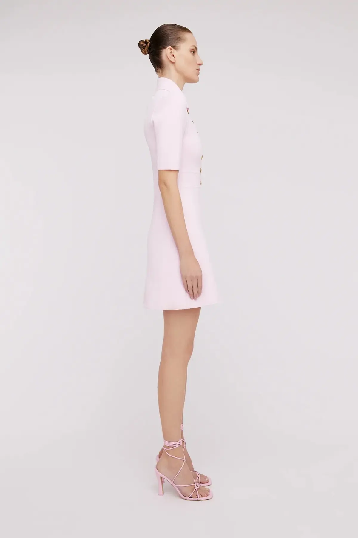 Scanlan Theodore Crepe Knit Button Collar Mini Dress Pink Size XS / Au 6 - Image 2