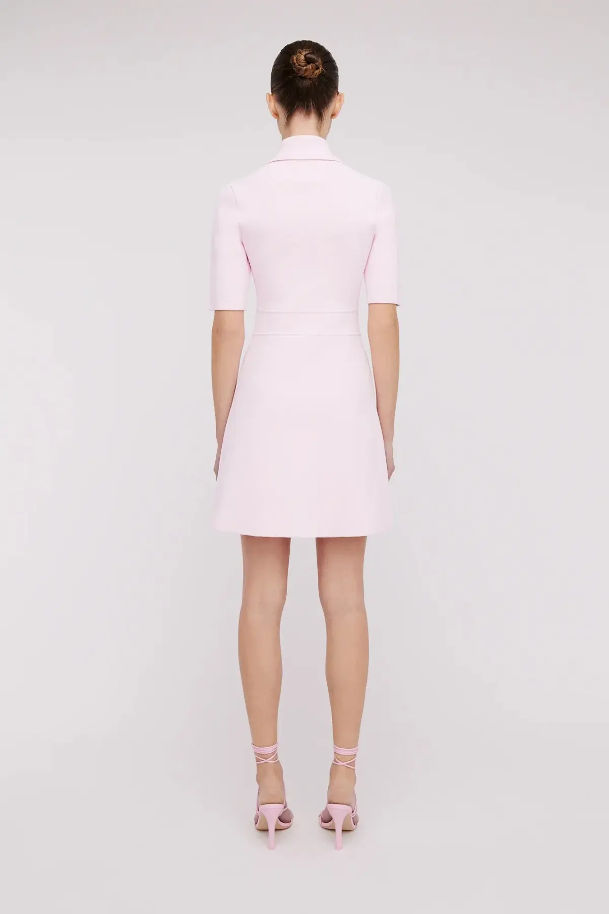 Scanlan Theodore Crepe Knit Button Collar Mini Dress Pink Size XS / Au 6 - Image 3