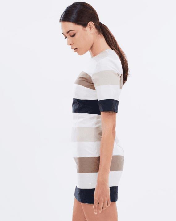 By Johnny Muted Stripe Tee Mini Dress Print Size 10 - Image 4