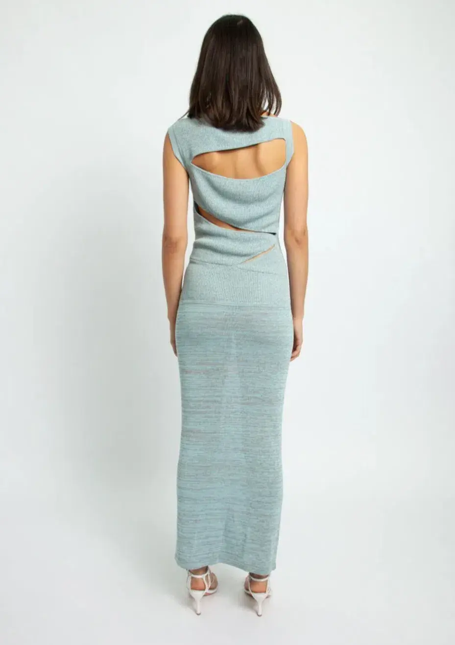 Christopher Esber Slashed Knit Mini Dress Blue Size AU 6 for rent on The Volte - main image