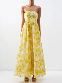 Zimmermann Wonderland Shell Gown in Daffodil Print Size 0/AU 8