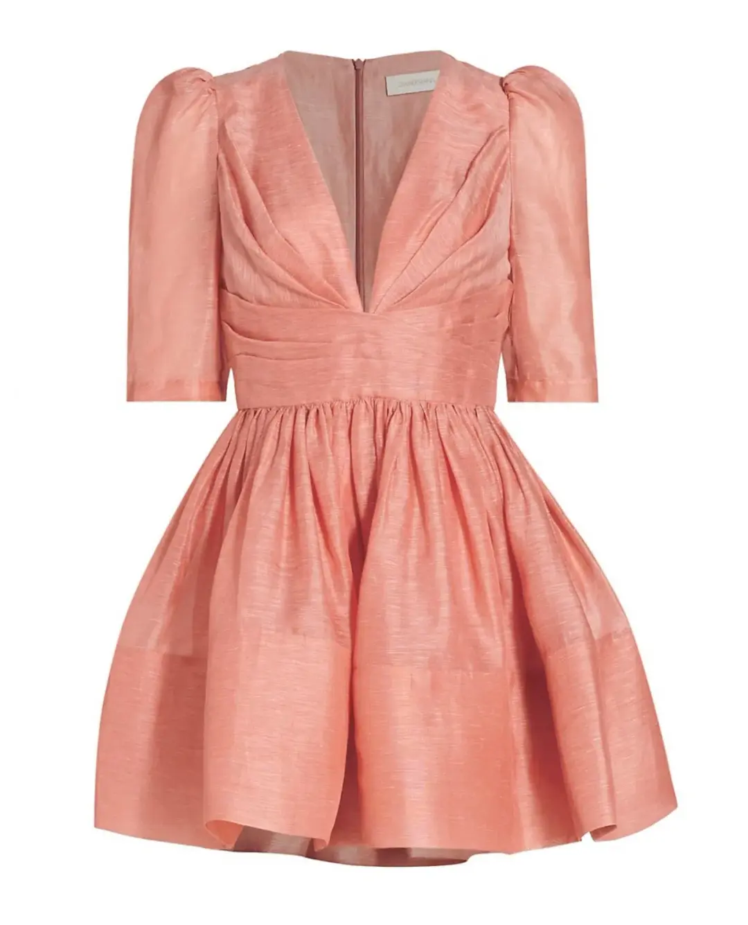 Zimmermann Wonderland Sleeved Mini Dress in Guava Size 1/Au 10 for rent on The Volte - main image