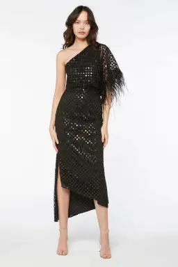 Manning Cartell Checkerboard Sequin Event Dress Black Size 6 for rent on The Volte - image 1