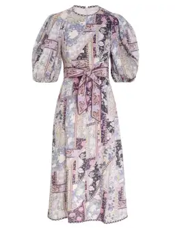 Zimmermann Celestial Day Midi Dress Lavender Swirl Floral Size 2 / 12 AU for rent on The Volte - image 1