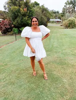 Aje Casa Puff Sleeve Mini Dress Ivory Size 12 for rent on The Volte - image 2