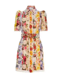 Zimmermann Wonderland Floral Shirt Dress Spliced Stripe Floral Size 1 /Au 10 for rent on The Volte - image 2