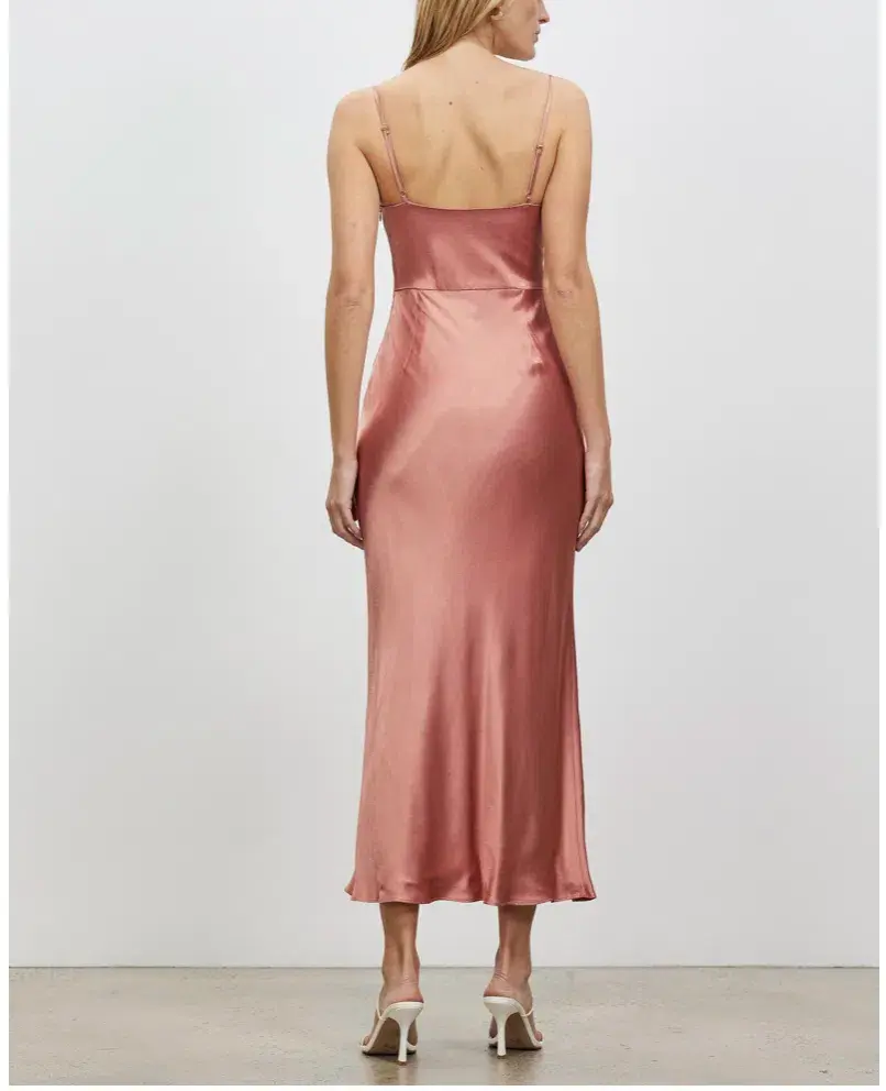 Shona Joy Eloise Lace Up Midi Dress Pink Size AU 14 - Image 2