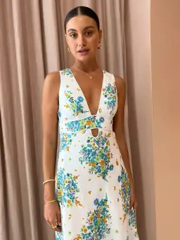 By Johnny Roma Floral Midi Dress In Roma Floral White Size AU 12 for rent on The Volte - image 3