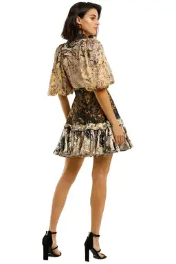 Leo Lin The World Silk Linen Dress Brown Size AU 6 for rent on The Volte - image 3