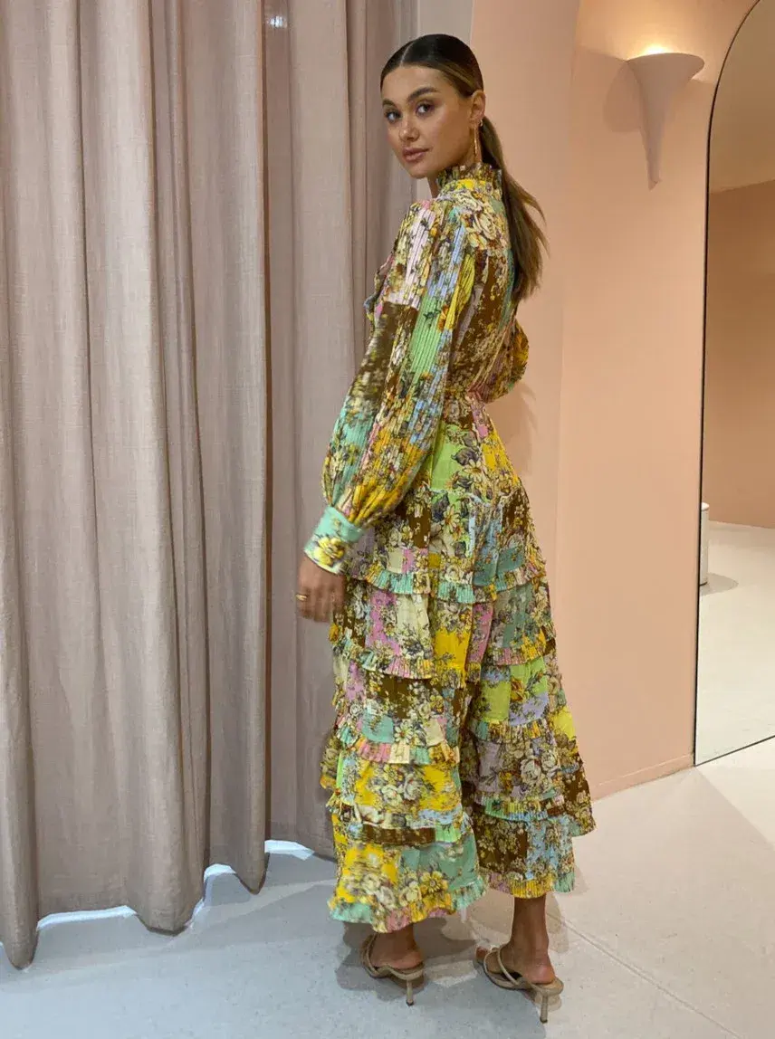 Alemais Matilde Pleat Shirt Dress Multi Size 8 for rent on The Volte - main image