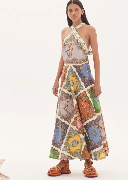 Alemais Trippy Troppo Halter Midi Dress Multi Size 12 for rent on The Volte - main image