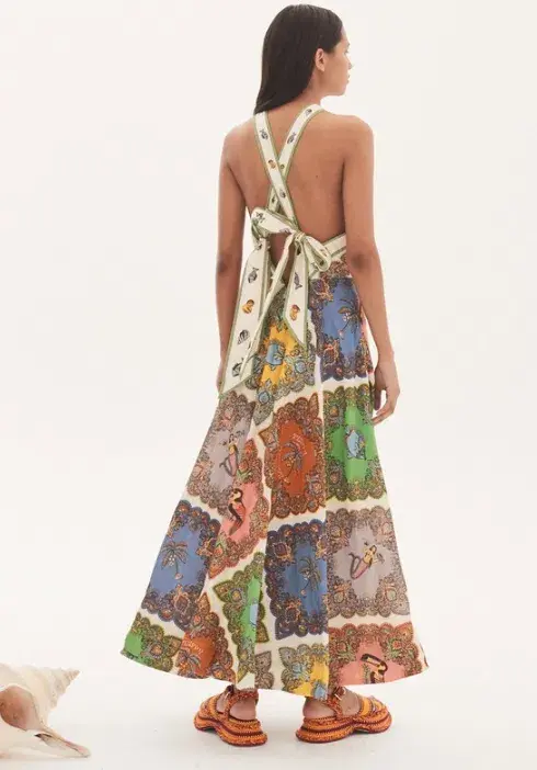 Alemais Trippy Troppo Halter Midi Dress Multi Size 12 for rent on The Volte - main image